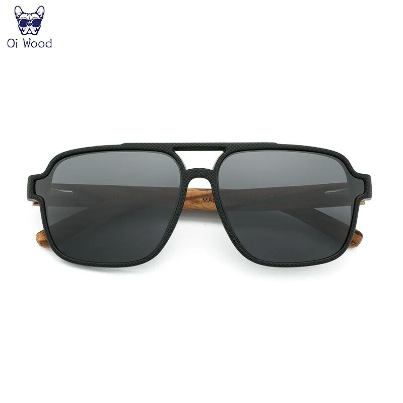 Oi Wood kacamata hitam kayu polarisasi pria, kacamata pelindung terik matahari UVA & B ramah lingkungan untuk pria