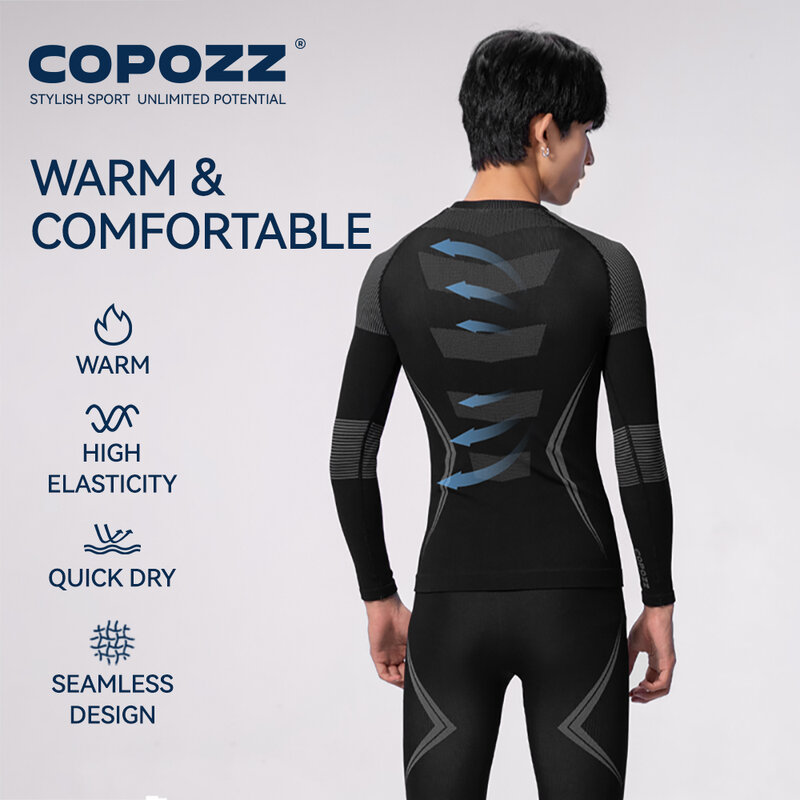 COPOZZ-Ensembles de sous-vêtements thermiques de ski pour hommes et femmes, survêtement à séchage rapide, longs caleçons respirants, anti-transpiration, hiver