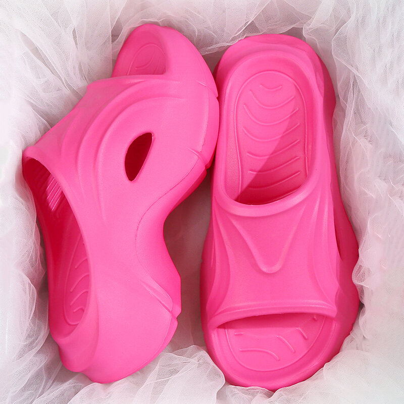 Zapatillas de suela gruesa Eva de estilo coreano para mujer, sandalias de playa con plataforma gruesa, chanclas de verano para interiores y exteriores, 2024