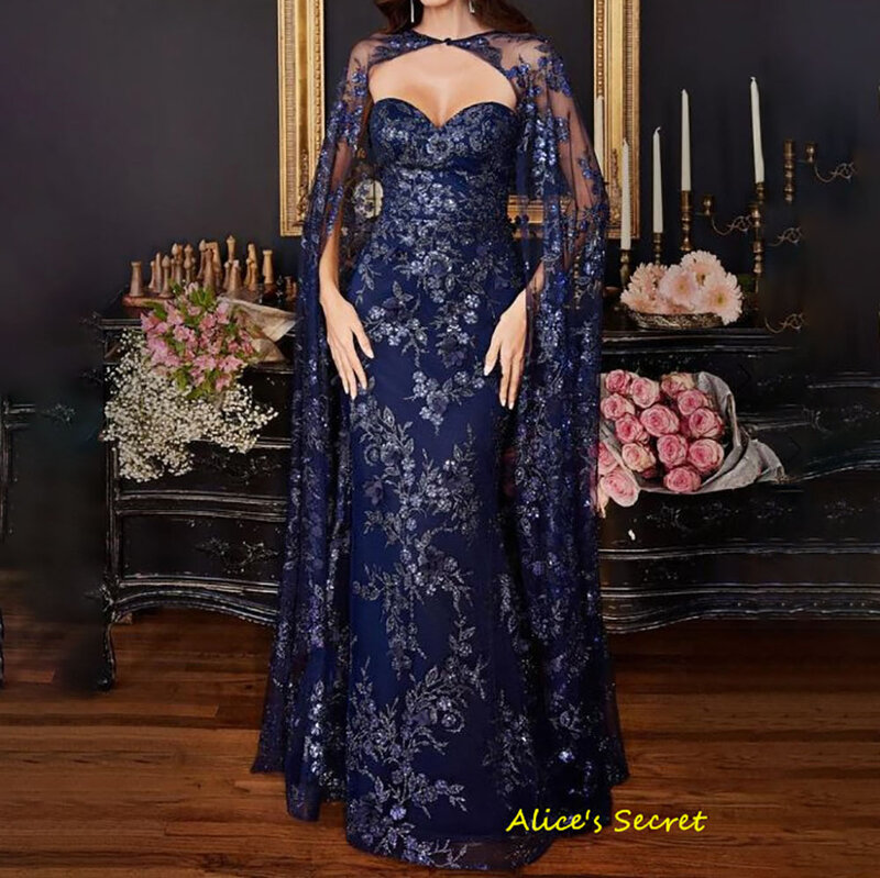 Mermaid Tulle Sweetheart Strapless Sleeveless Appliques Detachable Cap Full Length Sweep Train Prom Dress