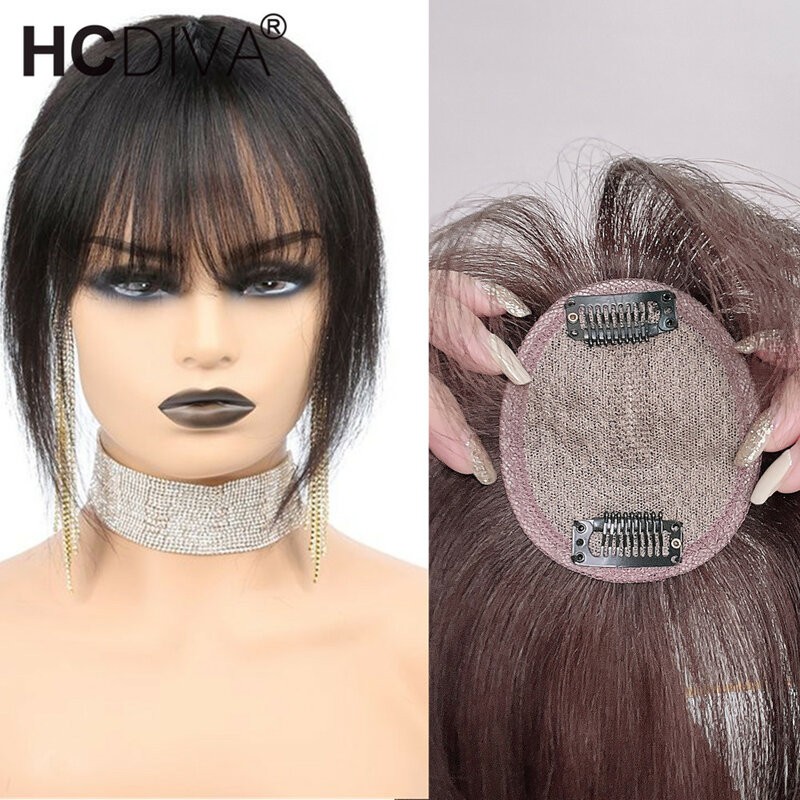 8Cm X 12Cm Topper Met Pony Braziliaanse Steil Haar Remy Human Hair Transparant Kant Topper Natuurlijke Kleur Bruin kleur Menselijk Haar