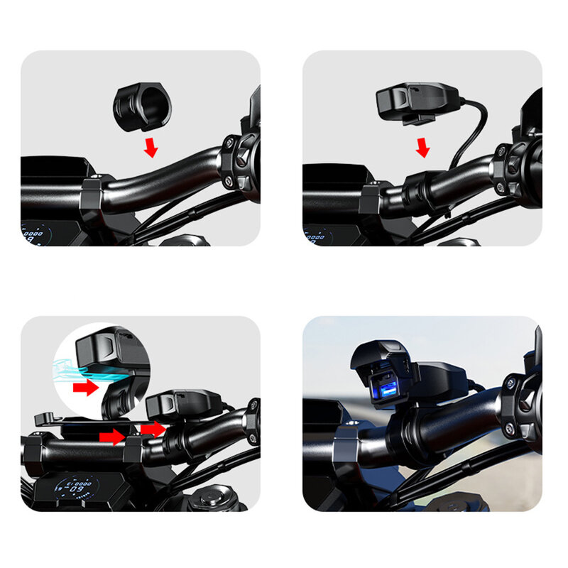 Adattatore USB di tensione di ingresso ABS impermeabile e Non deformazione adatto per la maggior parte dei motocicli montaggio universale V V