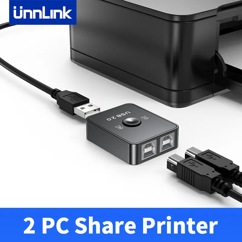 Przełącznik drukarki USB Unnlink 2 w 1 na 2 komputery udostępnij 1 drukarkę dysk twardy Udisk klawiatura z myszką