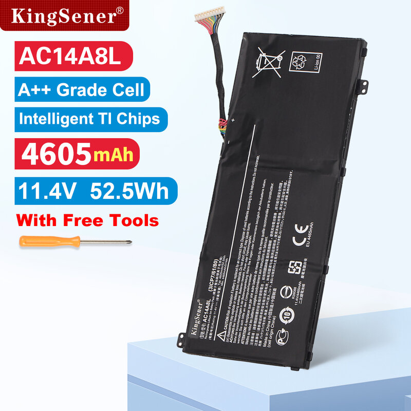 KingSener 에이서 아스파이어 VN7-571 VN7-571G VN7-591 VN7-591G VN7-791G, AC14A8L 노트북 배터리, MS2391, KT.0030G.001, 11.4V, 4605mAh