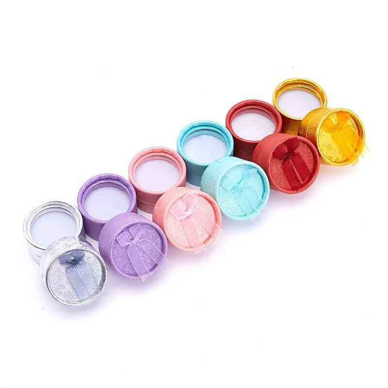 Elegant Round Earring Rings Box Bowknot Jewelry Organizer Box Holder Wedding Engagement Gift Package Box Display Valentine's Day
