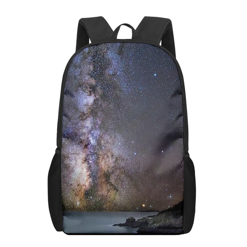 Школьный рюкзак для детей, ранцы с 3D рисунком звездного неба, заднего вида, для детского сада