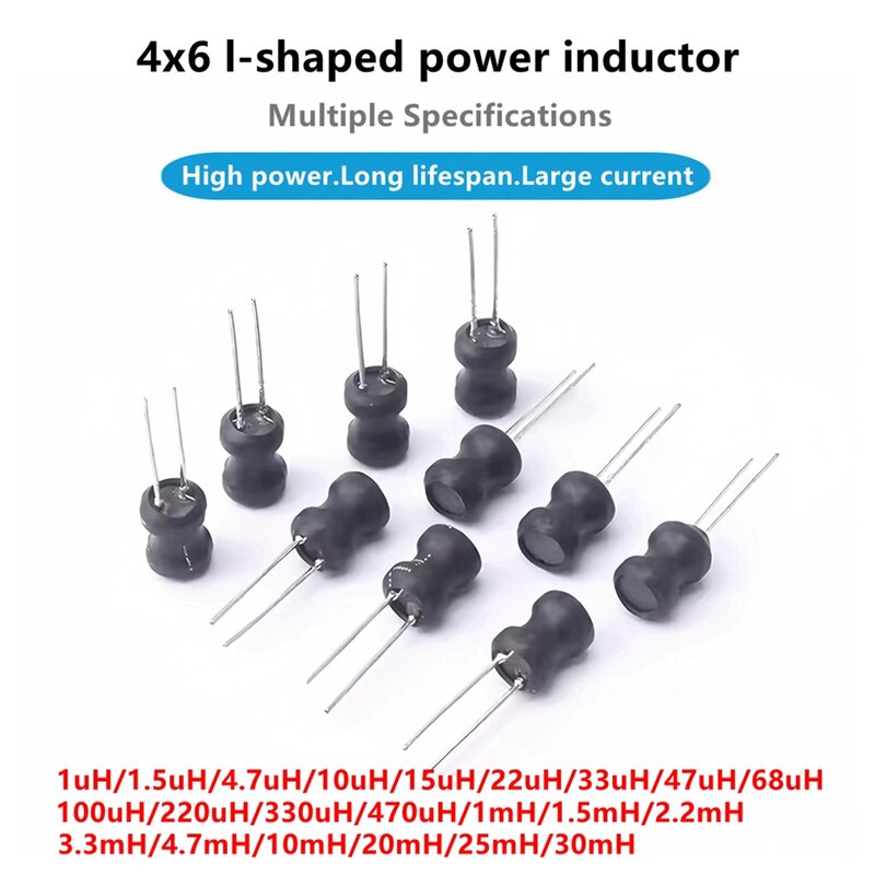 10 stuks 0406(4*6mm) I-vormige power inductor 1uH 1.5uH 4.7uH 15uH 22uH 33uH 68uH 100uH 1mH 1.5mH 3.3mH 10mH 20mH 30mH DIP Power Inductor