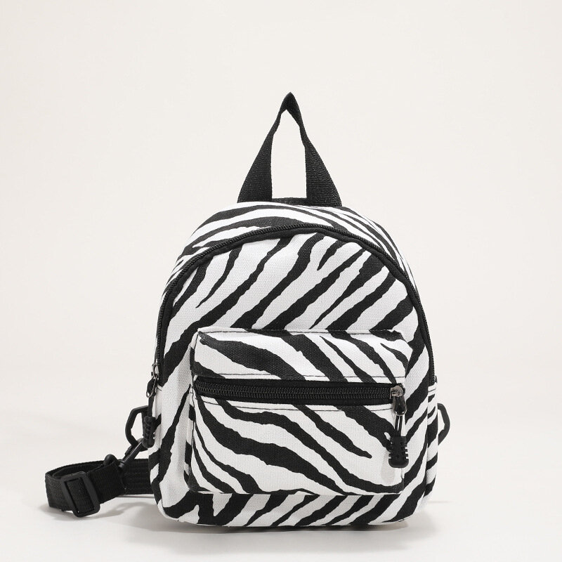 Женский холщовый мини-рюкзак в полоску, с принтом зебры