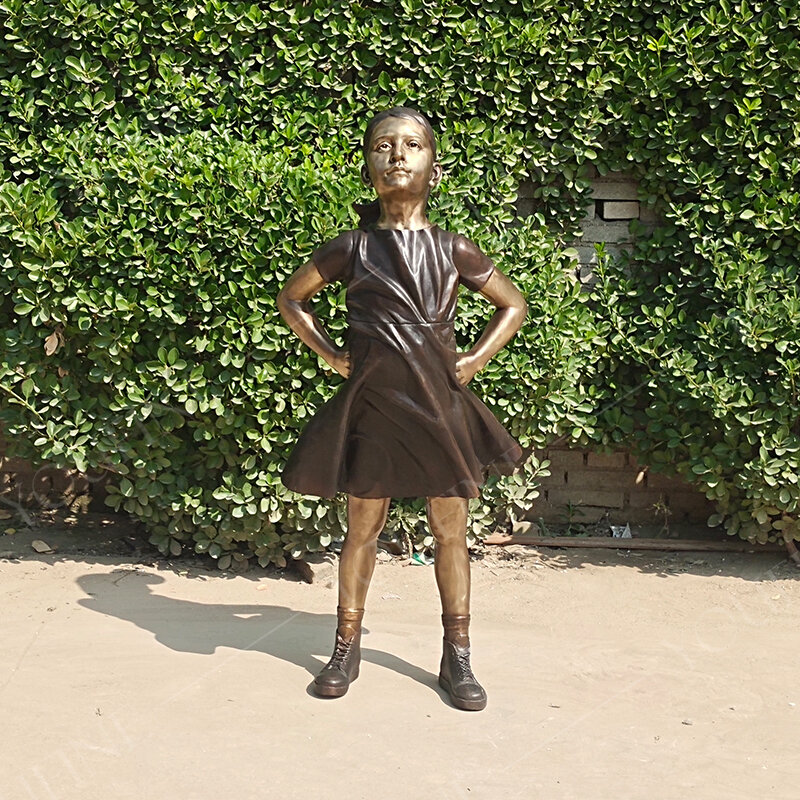 133cm bronze menina destemida estátua a menina destemida escultura de bronze personalizado grandes estátuas para casa decoração do jardim ornamentos