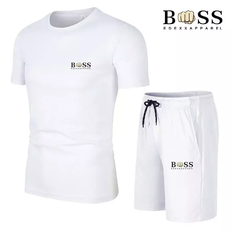 Shorts e camiseta de manga curta masculino conjunto fitness, roupa esportiva de secagem rápida, moda casual, novo, 2 conjuntos, 2024