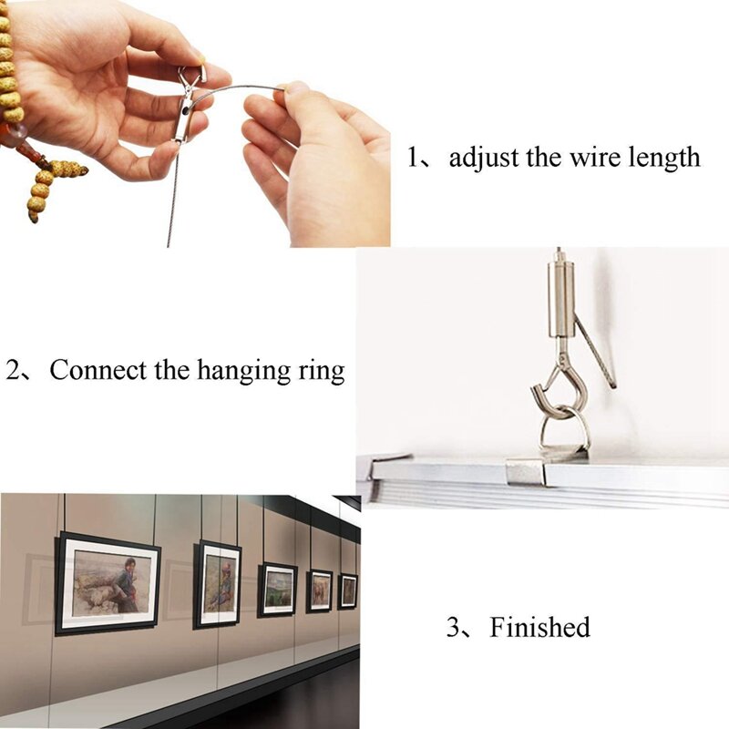 6 PCS Heavy Duty Stainless Steel Wire Rope, 2M Adjustable Picture Hanging Wire For Mirror Hanging Hardware Light Lamp