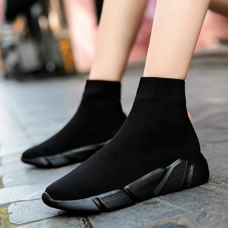 MWY-하이탑 스니커즈 탄성 양말 부츠 남녀 공용, 캐주얼 신발, 편안한 경화 신발