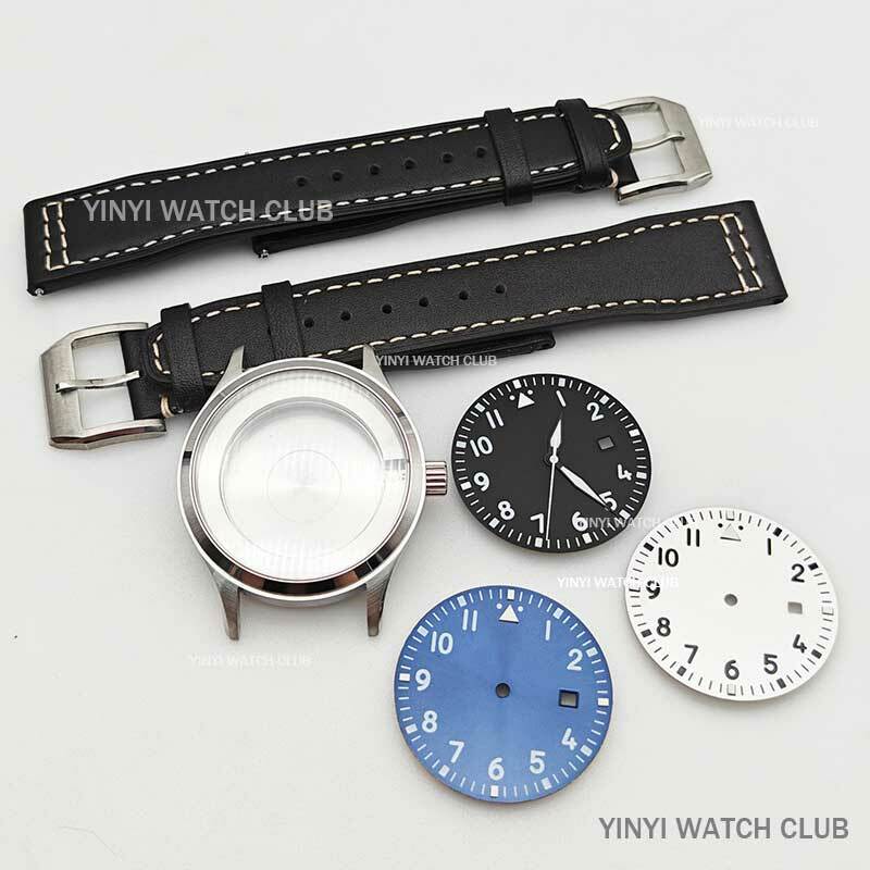 40 мм часы, кожаный ремешок, набор, зеркальная поверхность сапфирового стекла для Miyota 8215 ETA2836 Mingzhu dg2813 движения