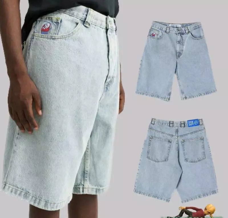 Workowate dżinsy haft Y2K Big boy Short for Men Streetwear jeansowe krótkie Mujer Hot Traf męskie spodenki jeansowe Skate Jeans Men