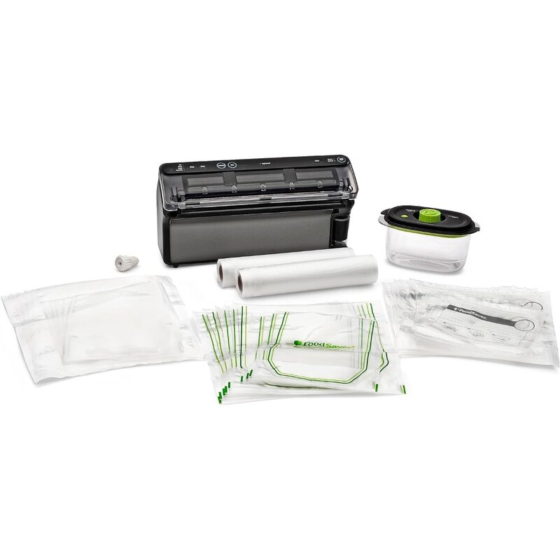 FoodSaver Elite All-in-One Liquid+™ Vacuum Sealer with Bags, Rolls, and Accessories, Dark Stainless Steel