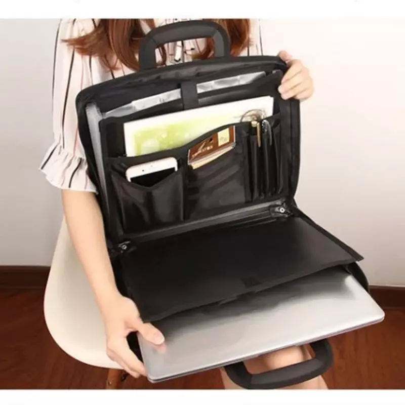Uomo donna A4 borsa per documenti valigetta impermeabile cancelleria portatile libri portafoglio custodia per iPad gadget per la casa dell'ufficio organizzare la borsa