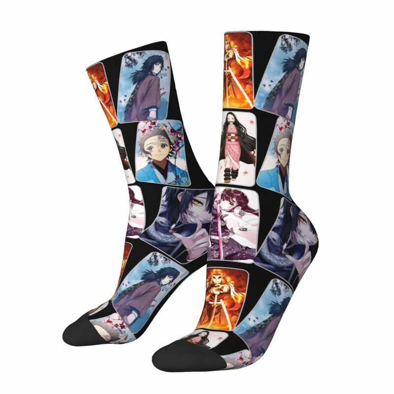 Kimetsu No Yaiba мужские и женские носки с 3D принтом, рассекающие демонов, модные красивые подарки на весну, лето, осень и зиму