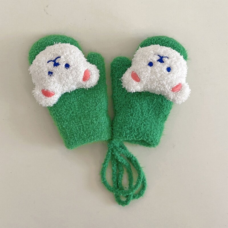 Guanti invernali caldi per bambini Cartoon Bear neonate ragazzi guanti lavorati a maglia fodera addensata guanti antivento per la protezione delle mani per 1-4 anni