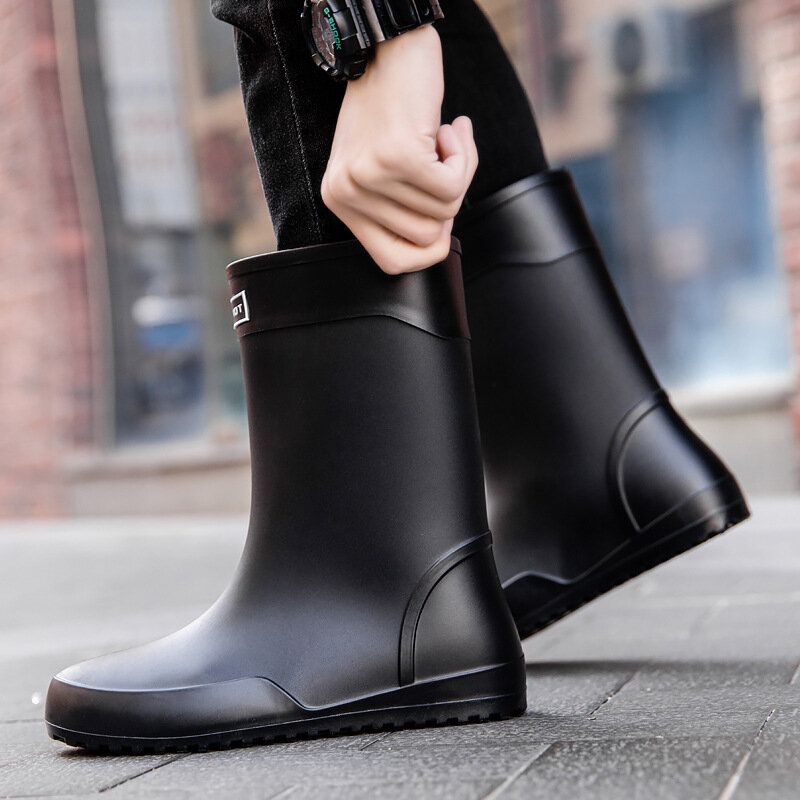 Fashion Mid-Tube Rain Boots Rubber Boots 2023 New Non-Slip Waterproof Work Boots Comfortable Non-Slip Rain Boots Size 39-44