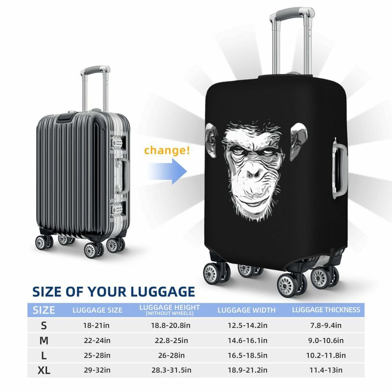 Fundas protectoras de equipaje con estampado de mono malvado, cubiertas antipolvo elásticas e impermeables para maletas de 18 a 32 pulgadas, accesorios de viaje