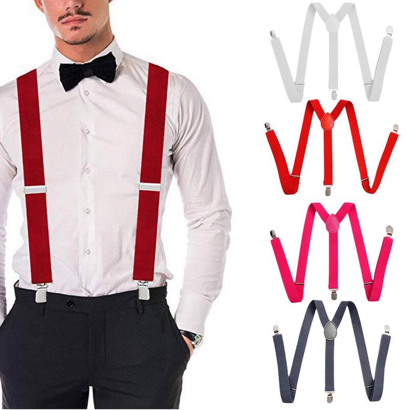 4colors Men's Suspender 3cm Width Adjustable Elastic Back Clips On Pants Braces For Men And Women R5C2
