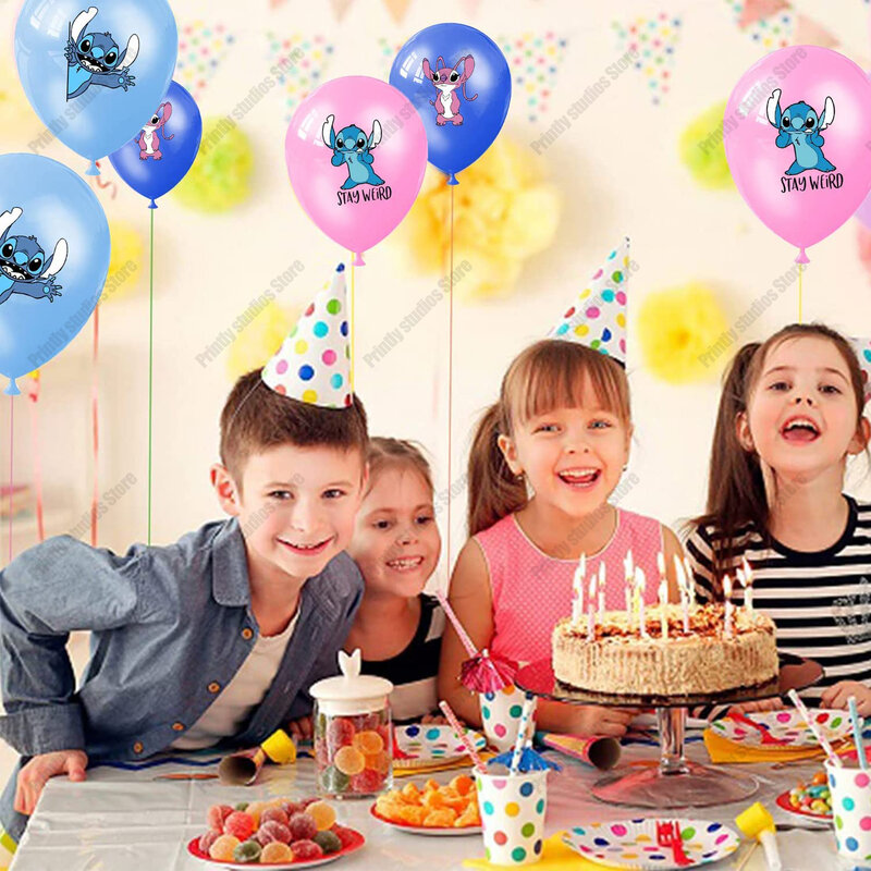 Disney Lilo e Stitch Latex Balloon Set para menino e menina, Birthday Party Decorações, Baby Shower, Kid Toys, 10pcs, 12"