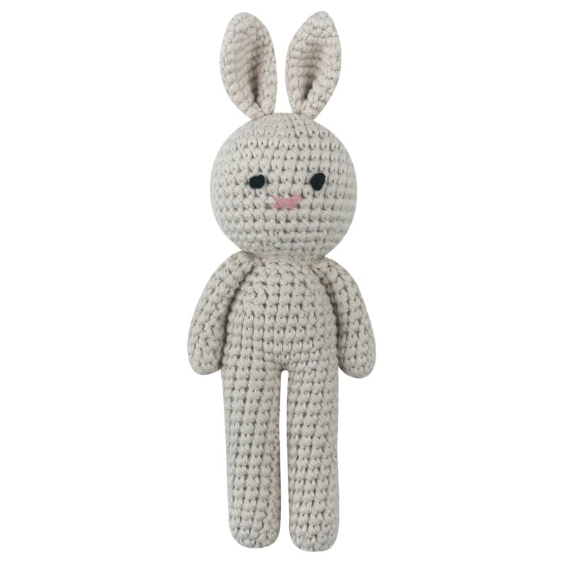 Boneca de crochê para bebê coelho feito à mão brinquedo reconfortante fofo bicho de pelúcia G99C
