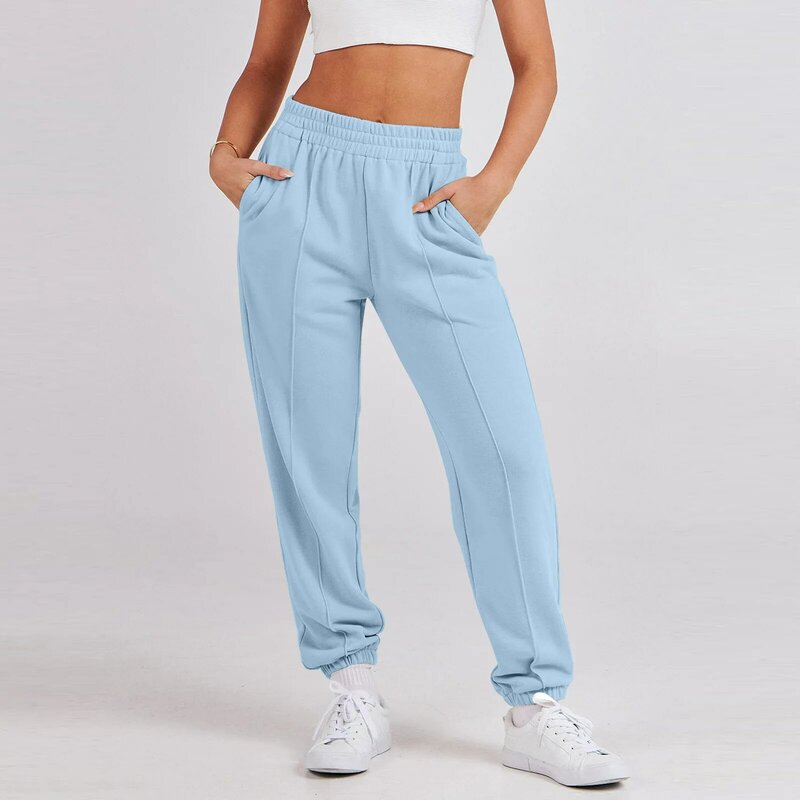 Pantalones de chándal holgados para mujer, pantalón informal de cintura alta para entrenamiento, parte inferior atlética, Joggers