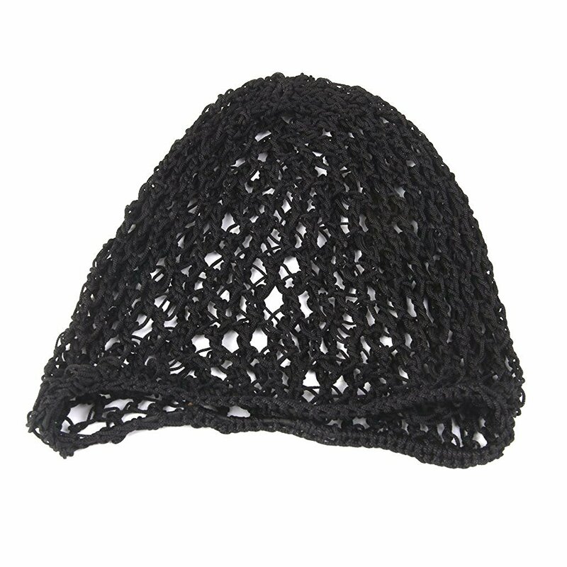 شبكة شعر رايون ناعم للنساء ، قبعة كروشيه ، سوداء ، للنساء