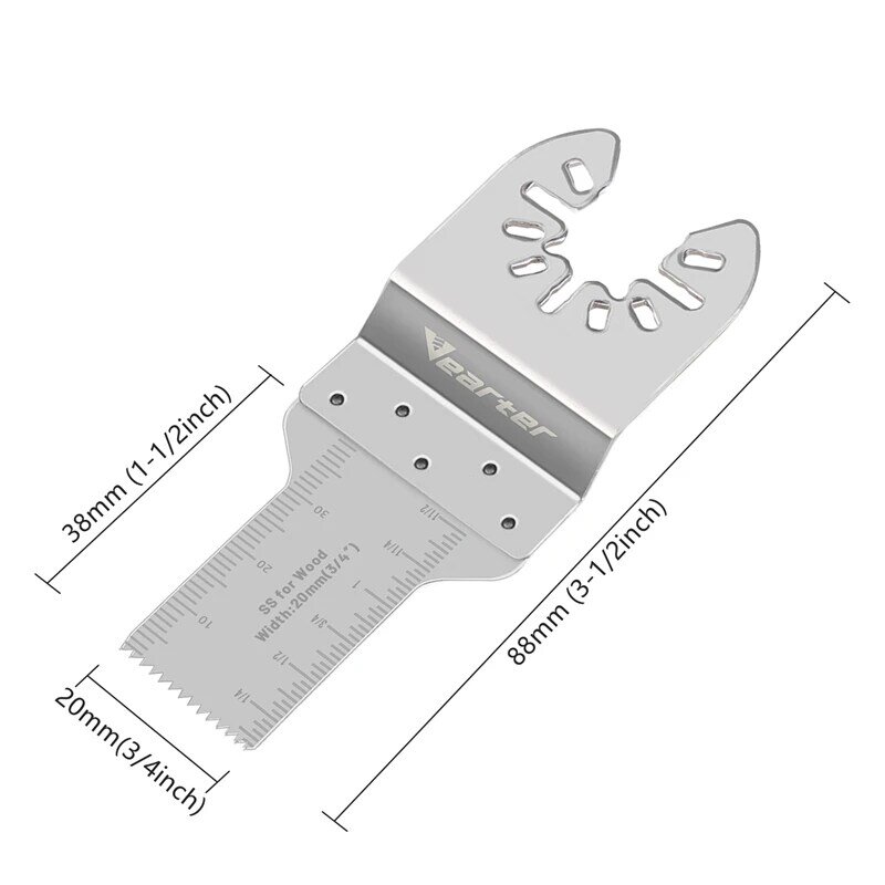 Vearter-multiherramienta oscilante de acero inoxidable, 3 piezas, 10/20/35mm, corte de hoja de sierra para placas de yeso de PVC y madera