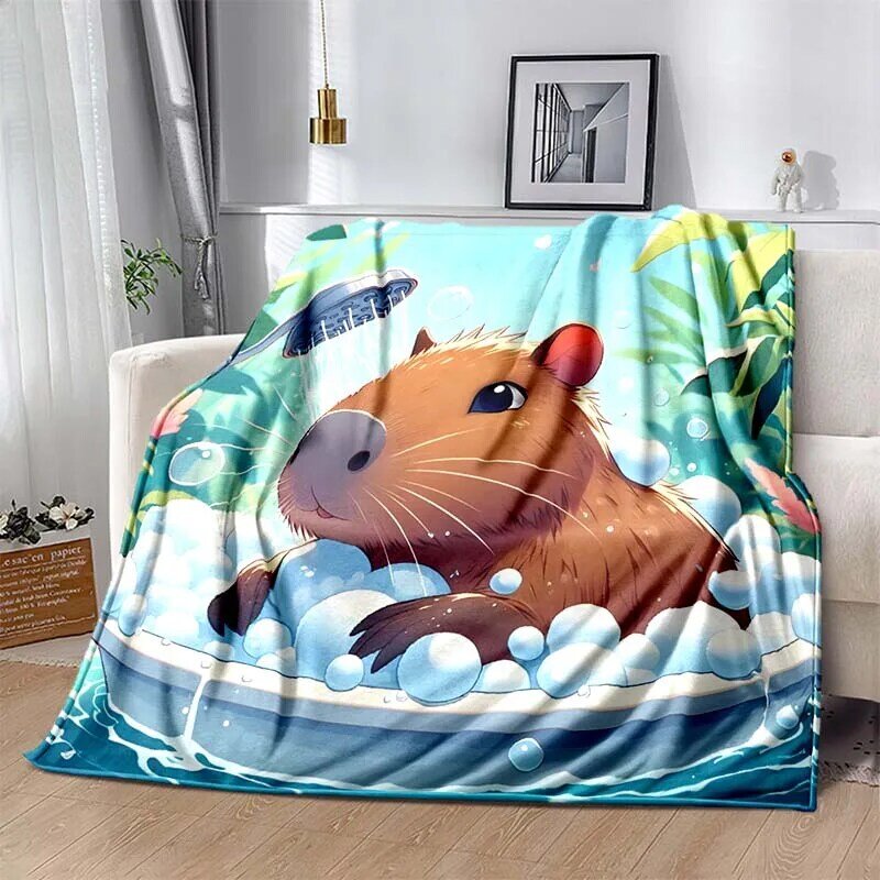 MINISO Capybara 맞춤형 담요, 어린이 및 성인용 푹신한 소파 플러시 침대보 던지기 담요, 소파 침대 선물, 따뜻하고 부드러운 6 가지 크기