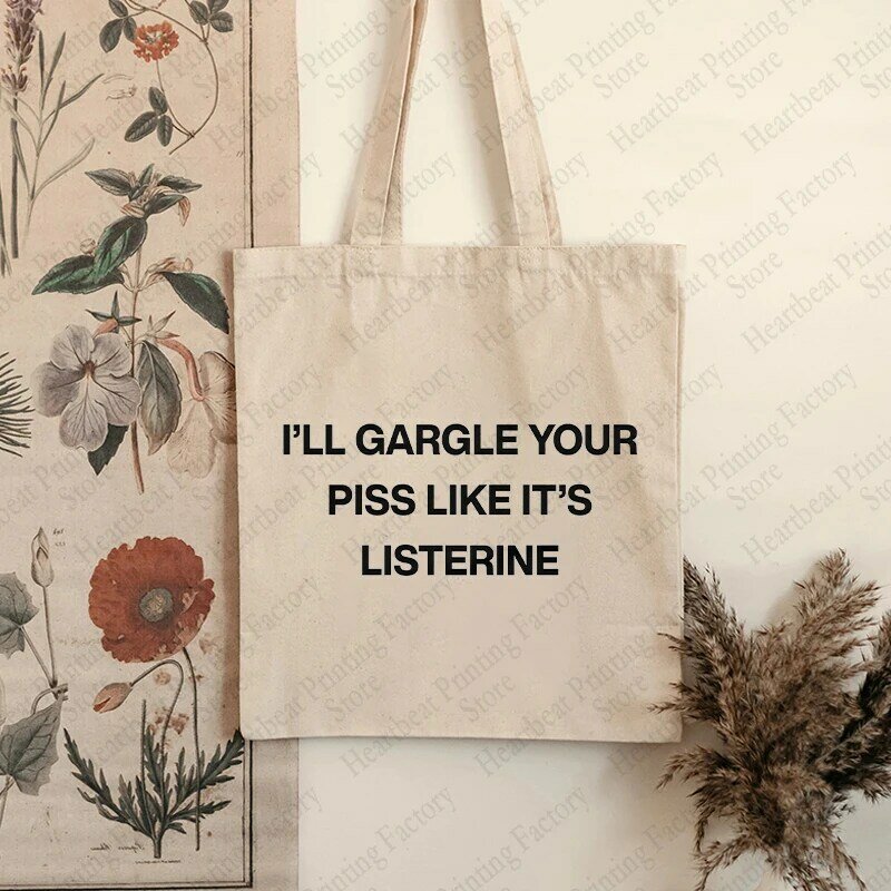 I'll Gargle Your Piss Pattern Canvas Tote Bag Women's Reusable Shopping Bags Best Gift Trendy Folding Shoulder Bag
