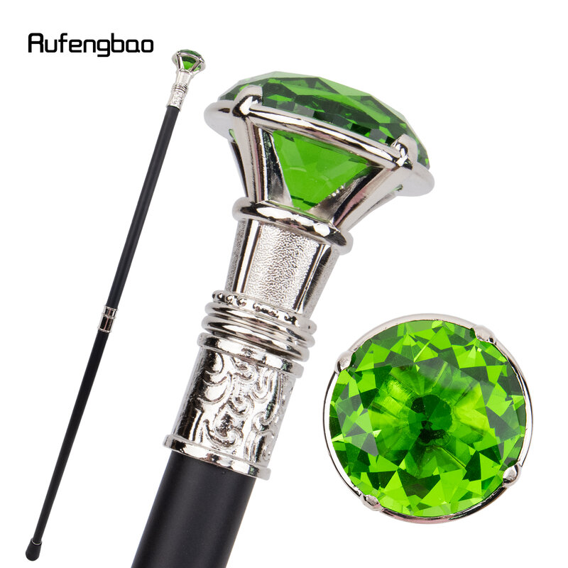 Bastón decorativo con forma de diamante verde para caminar, perilla elegante de 93cm, a la moda, para Cosplay