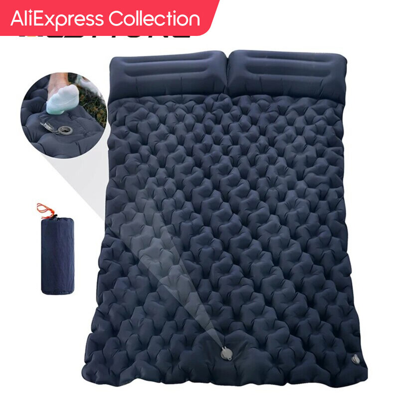 AliExpress kolekcja WESTTUNE podwójne nadmuchiwany materac z wbudowaną pompą na poduszkę na zewnątrz karimata mata kempingowa na powietrze