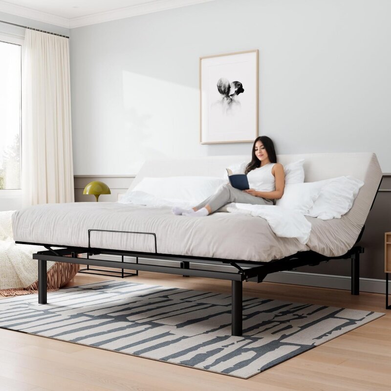 Sha cerlin elektrische ergonomisch verstellbare Bett basis King Size, unabhängige Kopf-und Fuß neigung, drahtlose Fernbedienung mit Qui