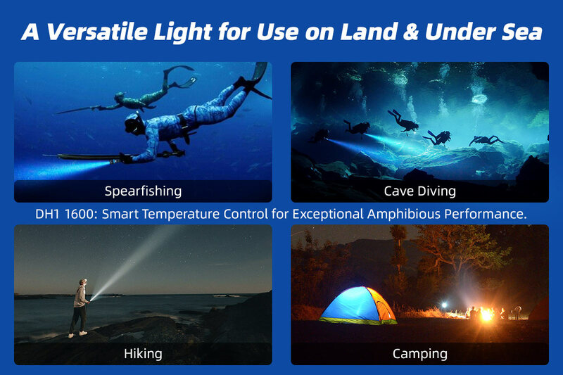 XTAR DH1 1600 latarka LED latarka nurkowa wysoka lumenów latarka do łowiectwa podwodnego pojedynczy przełącznik jaskinia Camping wyszukiwanie przenośny reflektor