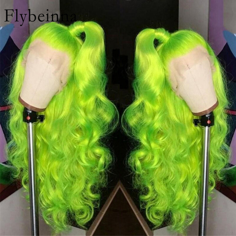 32Inch Light Green Lace Frontal Wig Human Hair 13x6 Transparent Lace 40Inch 13x4 Wigs 613 Colored Wave Remy Hair Wig For Women
