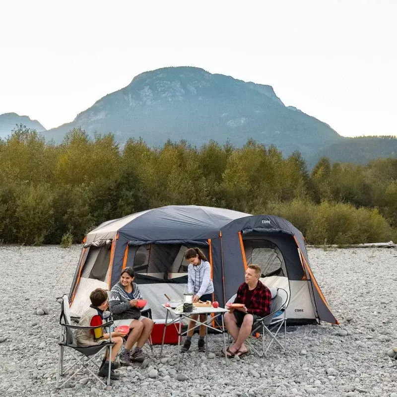 CORE Large Multi Room Tent for Family with Full Rainfly for Weather and Storage for Camping Accessories | Portable Huge Tent wit