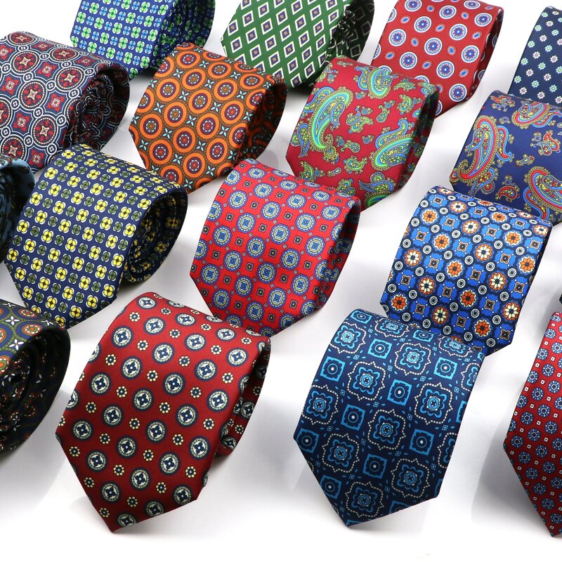 Gravata de seda boêmia para homens, gravata super macia, gravata colorida novidade, reunião de negócios de casamento, moda, 7,5 cm