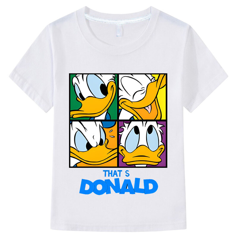 Cute Donald Duck Print Kids T-shirt Girls Clothes Baby Boys Cartoon Short Sleeve T Shirt Funny Children Clothing Anime Tee Shirt