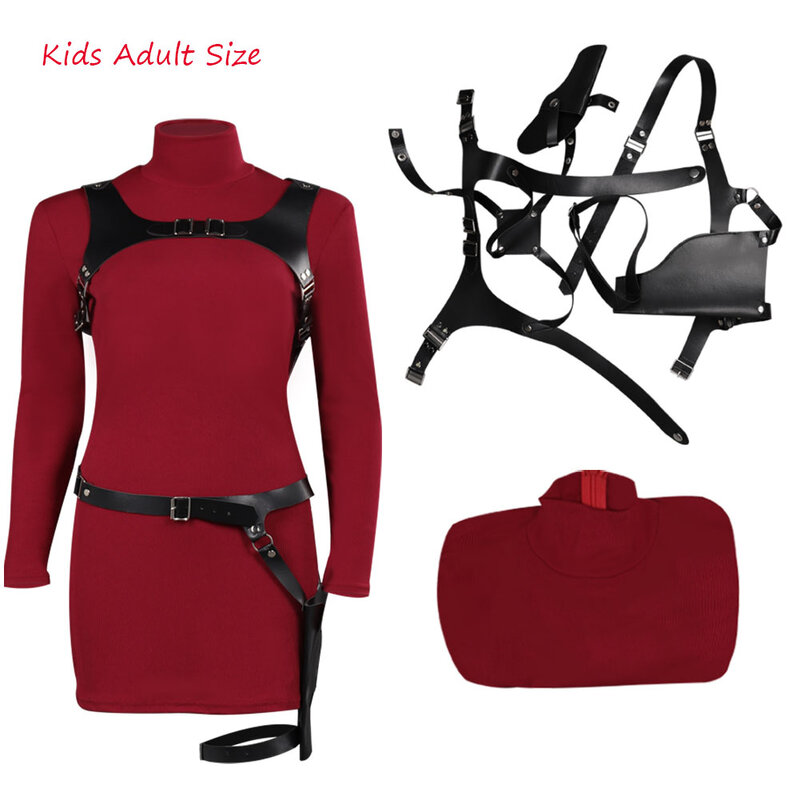 Ada Wong Cosplay Kids Girls Fantasy Game Biohazard Resident 4 Disguise Costume For Children Roleplay Fantasia Halloween Clothes