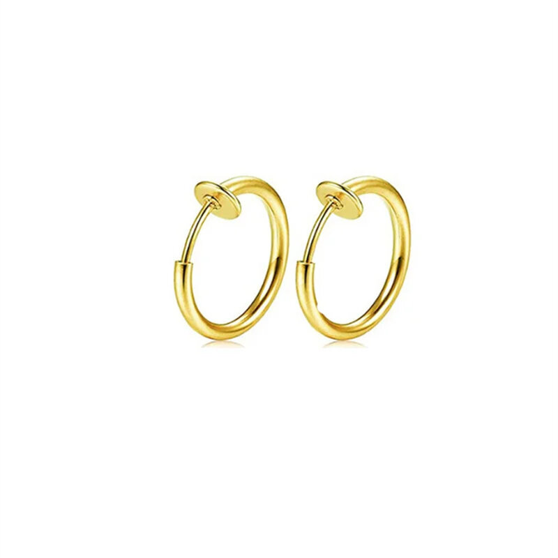 2/8pcs Fake Nose Ring Hoops, Clip on Ear Fake Septum Ring Non Piercing Spring Hoop Earrings Lip Ring Fake Cartilage Earrings