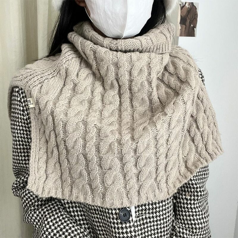 Solid Color High Collar Shawl Elegant Warm Irregular Knitted Shawl Korean Style Scarves Scarf Accessories Neck Wraps Girl