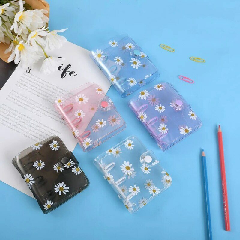Mini Carpeta de margaritas de 3 agujeros, organizador de notas, cuaderno, diario, carpeta de anillas, suministros escolares Kawaii