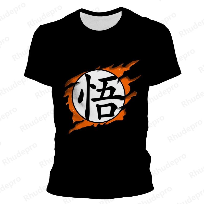 Camiseta japonesa de Dragon Ball masculina, desenho animado 3D, extragrande, casual, manga curta, crianças, Goku, verão, 2024