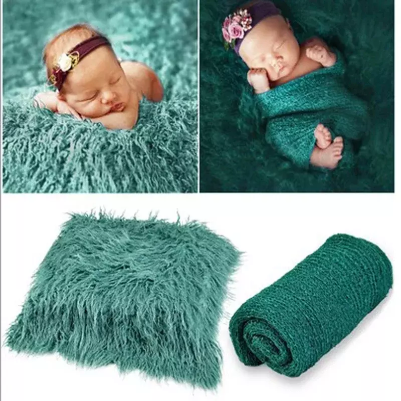 Pasgeboren Fotografie Rekwisieten Outfits Deken Mat Hoofdband Haarband Hoofddoek Voor Baby 'S