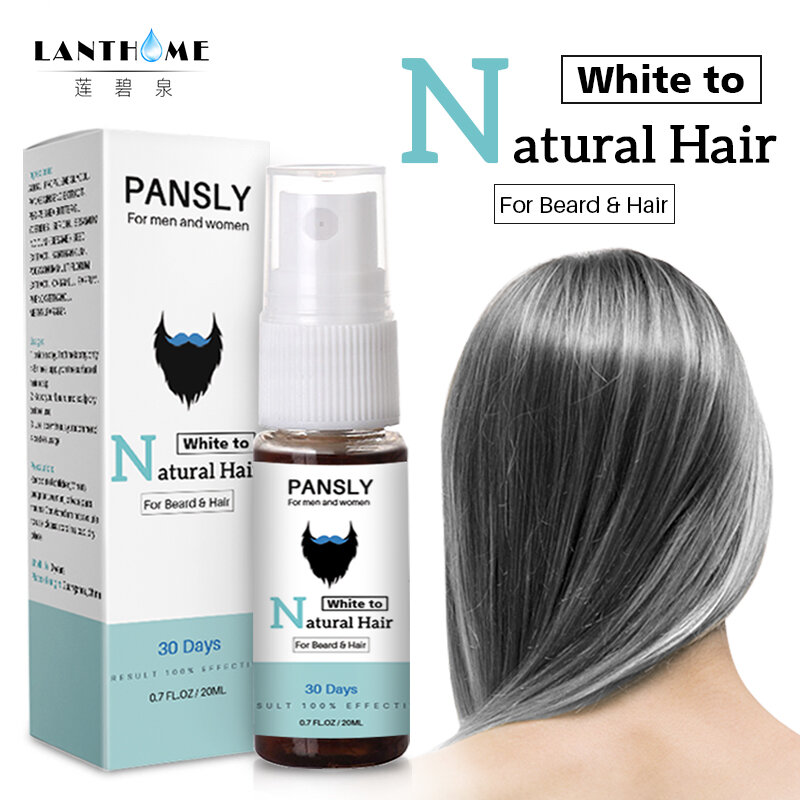 PANSLY – Spray magique pour traitement des cheveux blancs, à base de plantes, pour changer les cheveux blancs, gris et noirs de façon permanente en 30 jours, 20ML