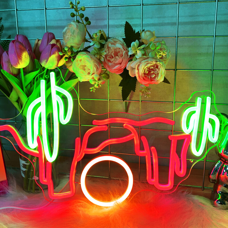 Kaktus gunung neon warna-warni dapat disesuaikan untuk restoran, bar, pesta KTV seni pesta kustom neon Anda sendiri