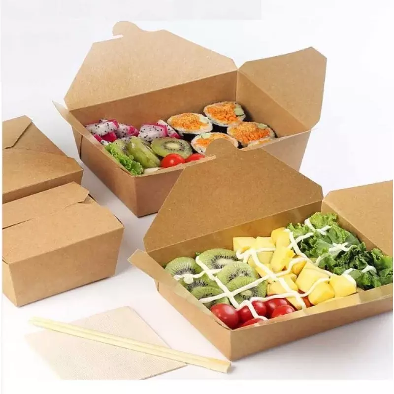 Prodotto personalizzato scatola per alimenti in carta kraft personalizzata con finestra scatola per il pranzo marrone imballaggio per insalata sandwich Take Out Fast F