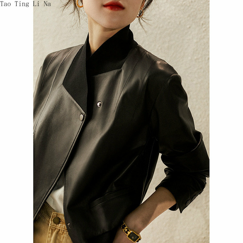 Free Shipping Women New Genuine Sheep Leather Jacket Real Matte Sheep Leather Coat One Piece Promotion